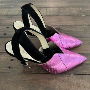 The ATTICO Python and Velvet ankle tie Pumps